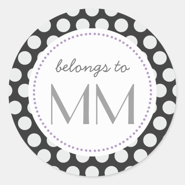 Sticker Rond Points noirs et blancs monogrammes - do-it-yoursel (Devant)