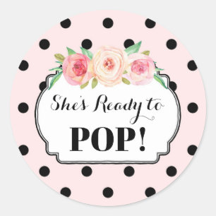 Sticker Rond Points noirs roses Elle est prête à appuyer sur le