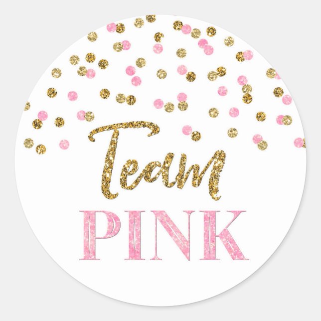 Sticker Rond Points or rose Genre Reveillez Baby shower Équipe  (Devant)