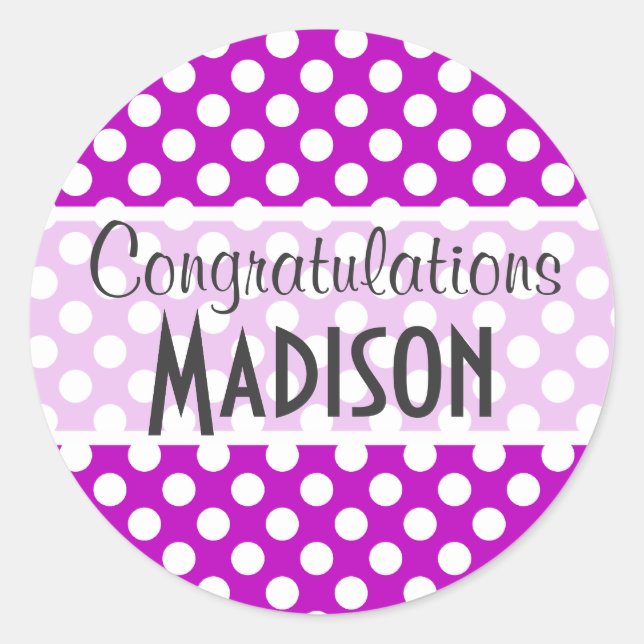 Sticker Rond Points Profonds de la Polka Magenta (Devant)