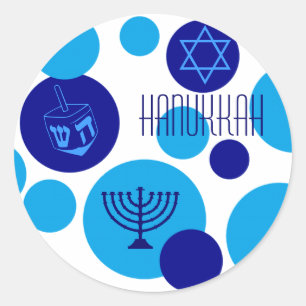 Sticker Rond Points Retro Blue Hanoukka