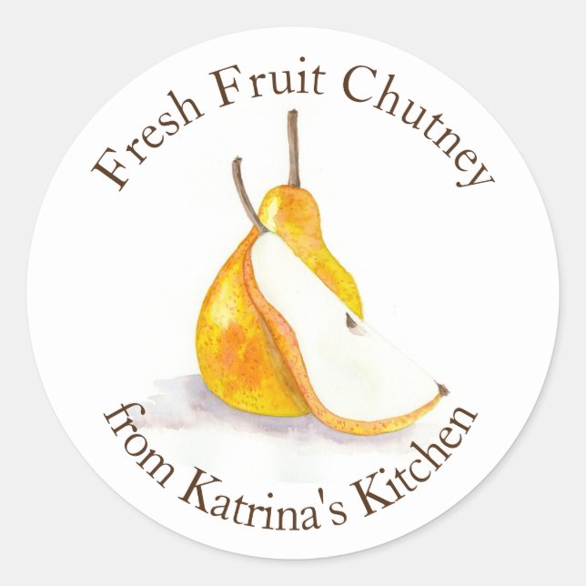 Sticker Rond Poire Fruit Frais Chutney Cadeaux De Cuisine Maiso (Devant)