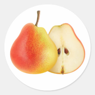 Sticker Rond Poire rouge coupée en moitiés