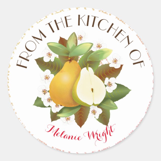 Sticker Rond Poires Fruit tropical hawaïen (Devant)