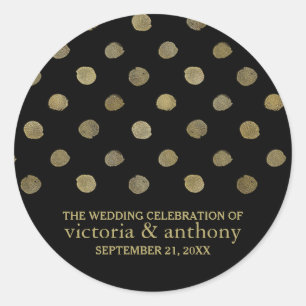 Sticker Rond Pois Black & Gold moderne mariage pour