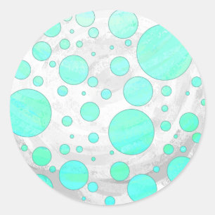 Sticker Rond Pois bleu Mint Ice Aqua