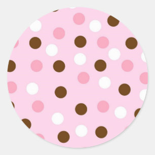 Sticker Rond Pois Brown et rose