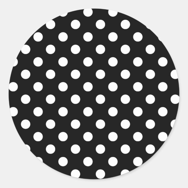 Sticker Rond Pois grand - blanc sur noir (Devant)