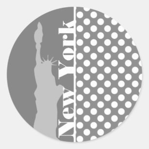 Sticker Rond Pois gris ; New York