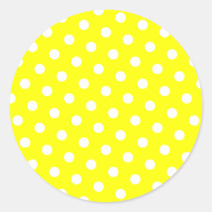 Sticker Rond Pois jaunes et blancs
