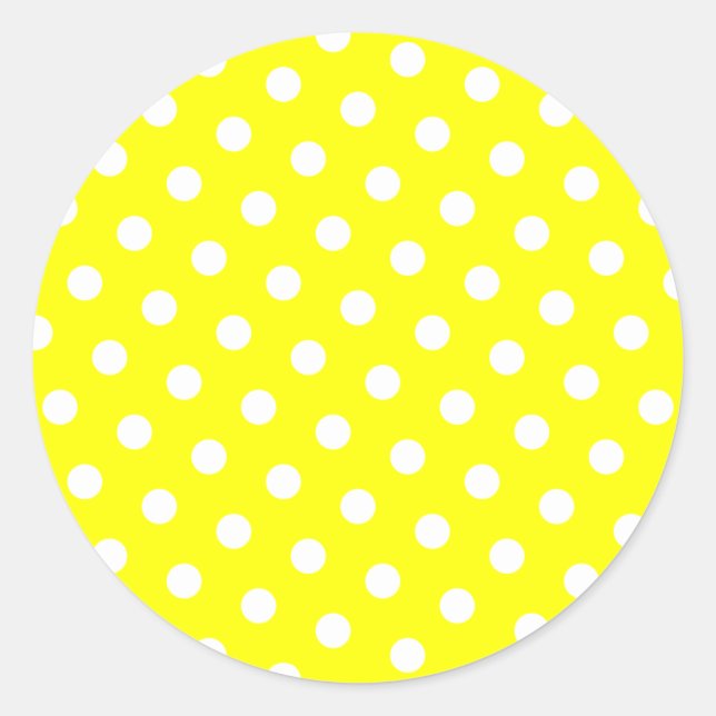 Sticker Rond Pois jaunes et blancs (Devant)