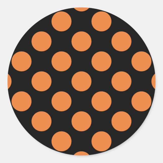 Sticker Rond Pois noir et orange (Devant)