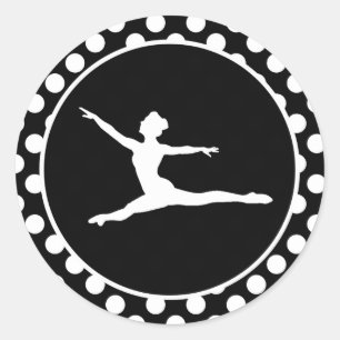 Sticker Rond Pois noirs et blancs; Ballet