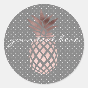 Sticker Rond pois rose d'ananas d'or de poussin élégant