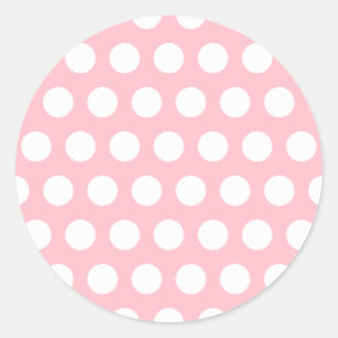 Sticker Rond Pois rose et blanc