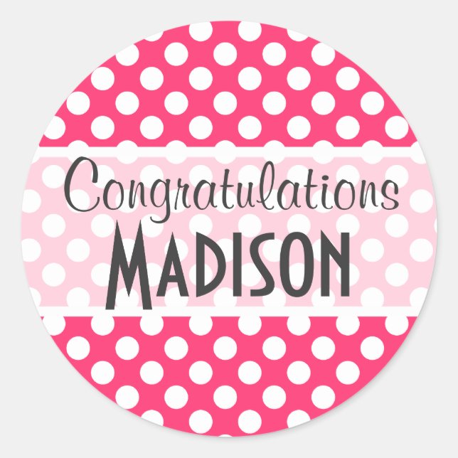 Sticker Rond Pois roses chauds (Devant)