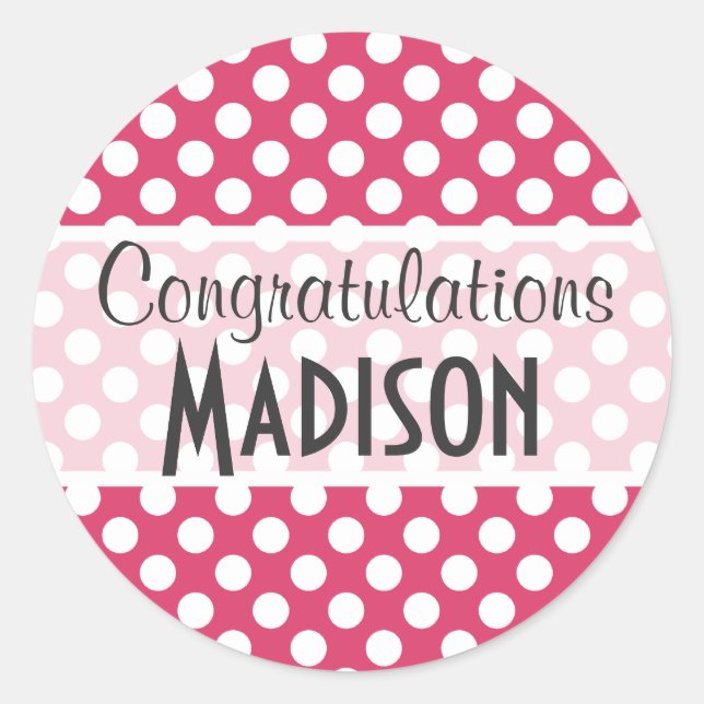 Sticker Rond Pois roses foncés (Devant)