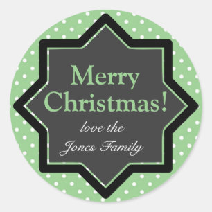 Sticker Rond Pois sur la coutume verte Noël