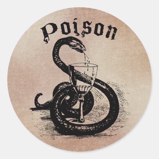 Sticker Rond Poison serpent Halloween gothique (Devant)