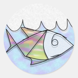 Sticker Rond Poisson à fil