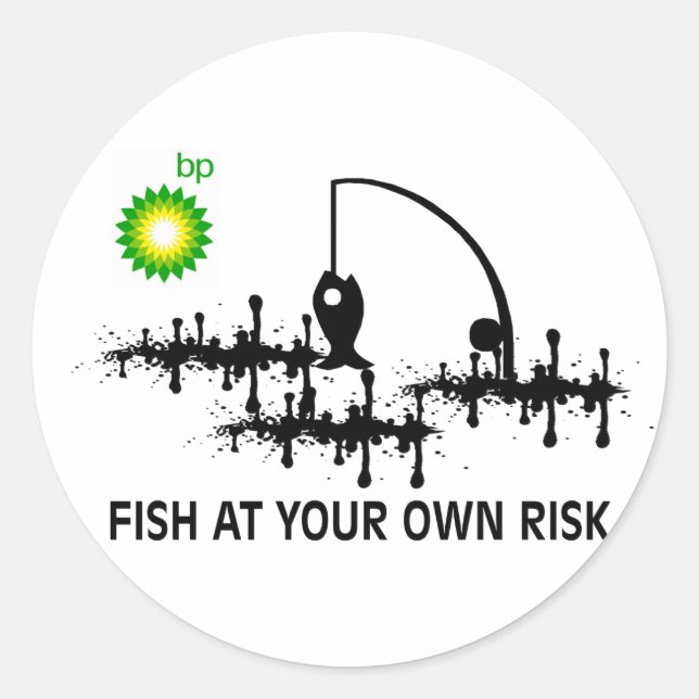 STICKER ROND POISSON À VOS PROPRES RISQUES (Devant)