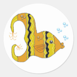 Sticker Rond Poisson ange rayé