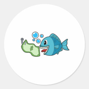 Sticker Rond Poisson avec billet de banque