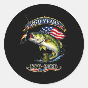 Sticker Rond Poisson B patriotique et drapeau 250 ans de pêche