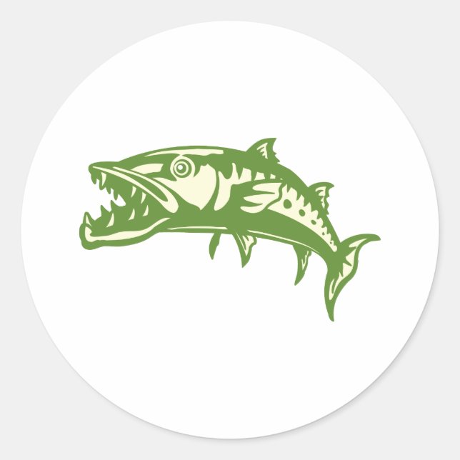 Sticker Rond Poisson Barracuda #4 (Devant)