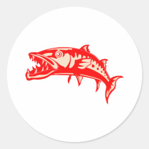 Sticker Rond Poisson Barracuda #6
