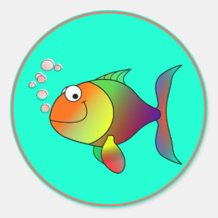 Sticker Rond Poisson : bulles