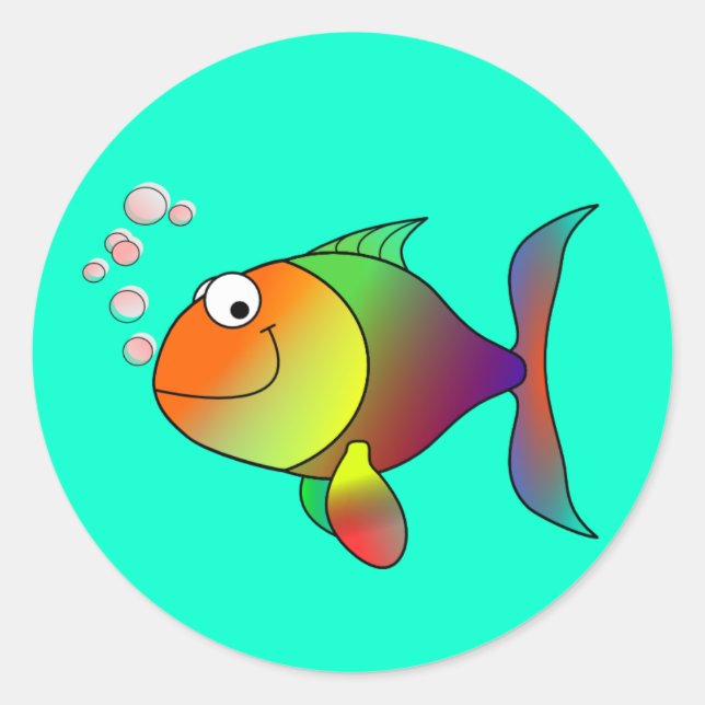 Sticker Rond Poisson : bulles (Devant)