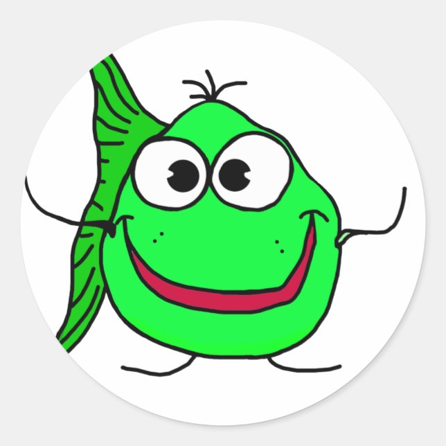 Sticker Rond Poisson caricature (Devant)