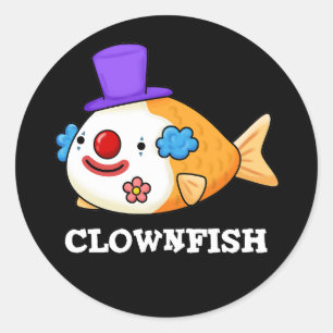 Sticker Rond Poisson clown Funky Animal Poisson Pun Dark BG