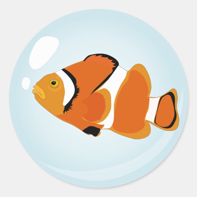 Sticker Rond Poisson dans une bulle (Devant)