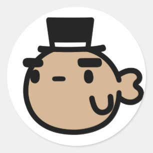 Sticker Rond Poisson d'or avec chapeau supérieur