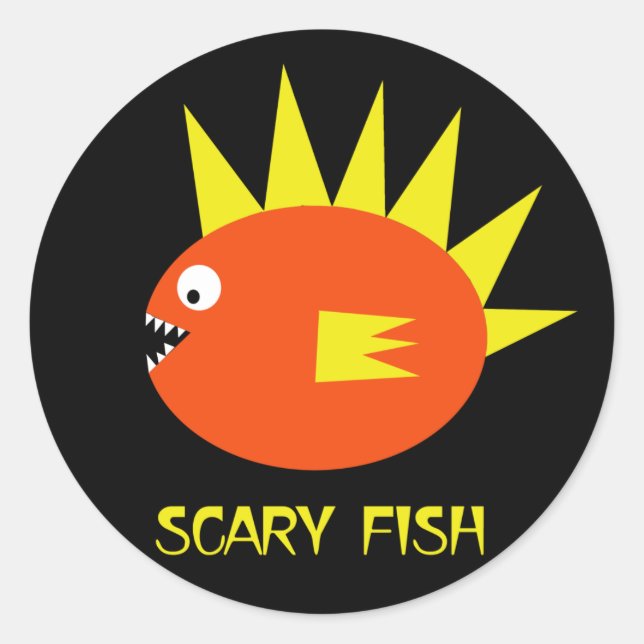 Sticker Rond Poisson Effrayant ! (Devant)