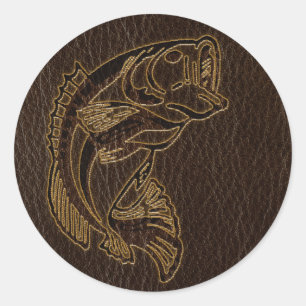 Sticker Rond Poisson en cuir noir