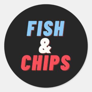 Sticker Rond Poisson Et Chips Le Repas Parfait Du Chippy