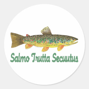 Sticker Rond Poisson Humoristique, Pêche, Pêche À La Volée