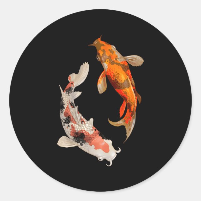 Sticker Rond Poisson japonais Koi Nishikigoi Yin Yang Carp (Devant)