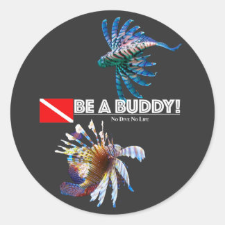 Sticker Rond Poisson lion dansant