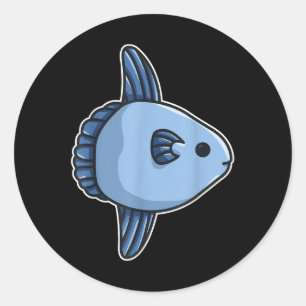 Sticker Rond Poisson Lune Mola Commun - Mola Mola Poisson Lune
