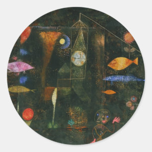 Sticker Rond Poisson magique - Paul Klee