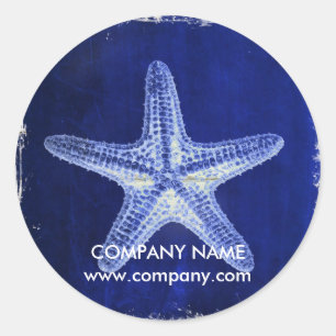Sticker Rond poisson marin bleu marine blanc blanc