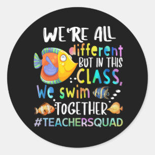 Sticker Rond Poisson Nous sommes tous différents Nous nageons C