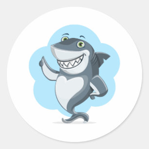 Sticker Rond Poisson Requin Se Baigner Accueil Personnaliser De