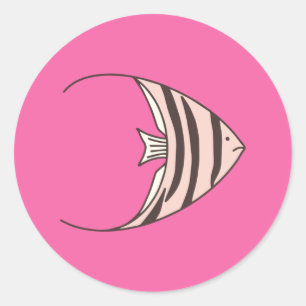 Sticker Rond Poisson rose mou