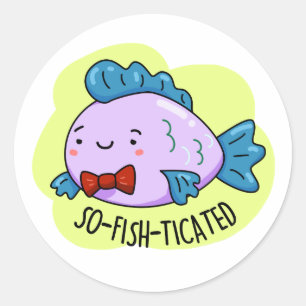 Sticker Rond Poisson Sophistiqué Sophistiqué