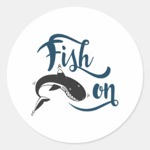Sticker Rond Poisson Sur Cadeau De Pêche